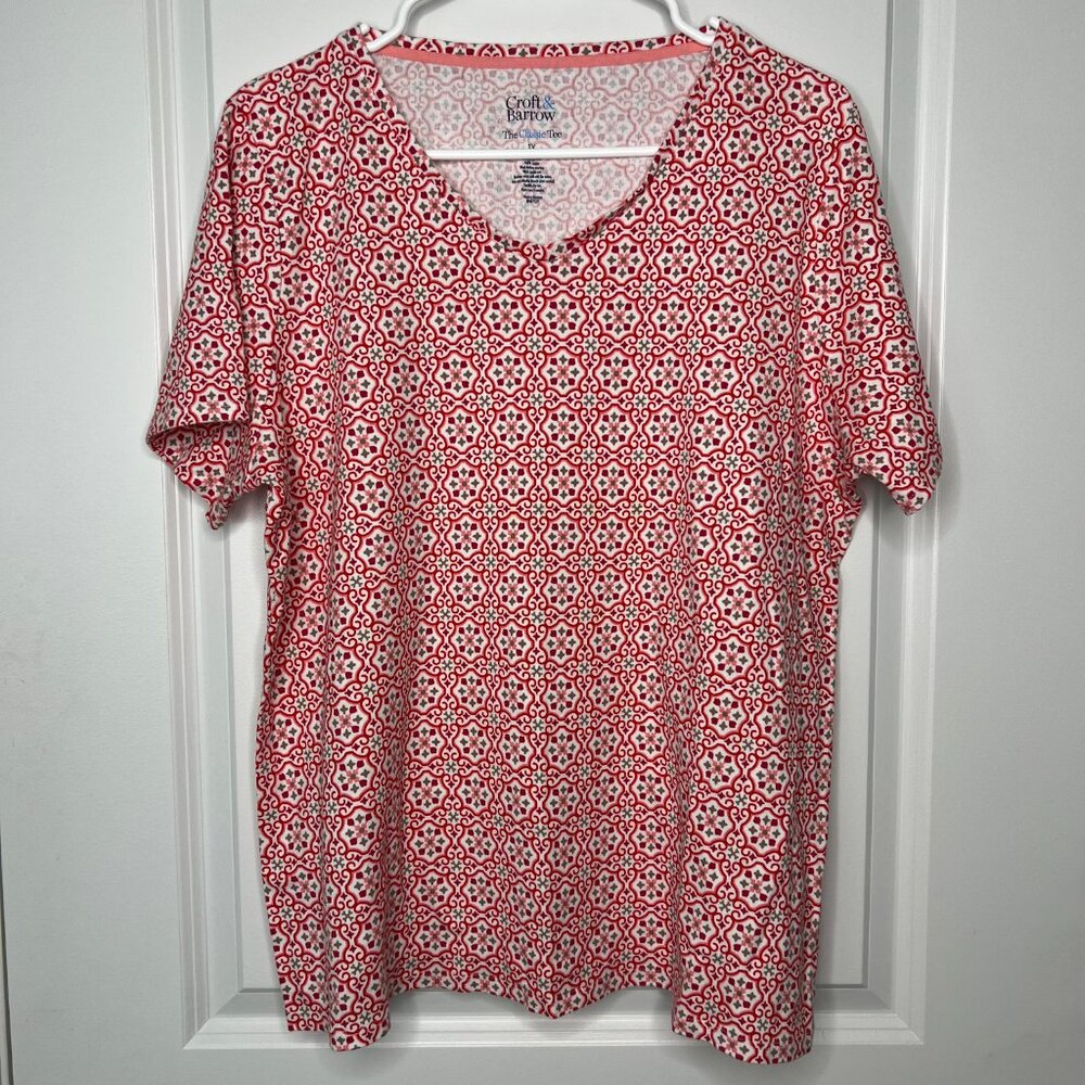 Croft & Barrow Classic Tee Women's 1X Short Sleeve Patterned